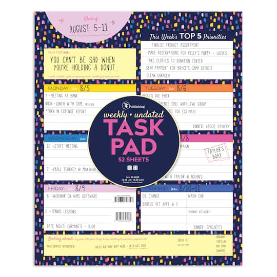 TF Publishing Bright Week Large Weekly Task Planner Desk Pad